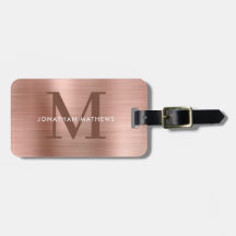 Modernes, gebürstetes Metallic-Rose-Gold-Monogramm