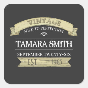 Modernes Geburtstagsalter Minimalistisch Quadratischer Aufkleber