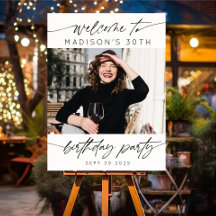 Modernes Geburtstagsparty Foto Willkommen