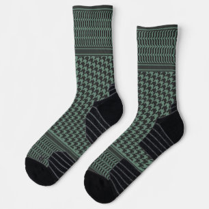 Modernes gedämpftes olivgrünes Houndstooth-Muster Socken