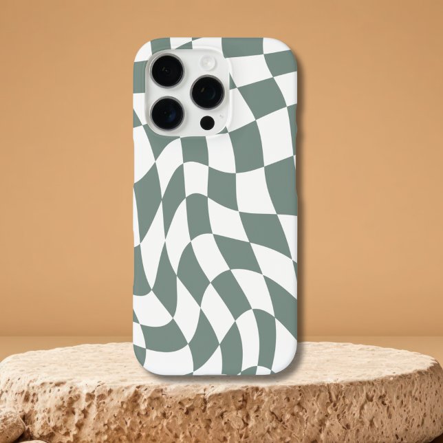 Modernes Gehäuse für Wavy Green Checkerboard iPhon Case-Mate iPhone Hülle (Von Creator hochgeladen)