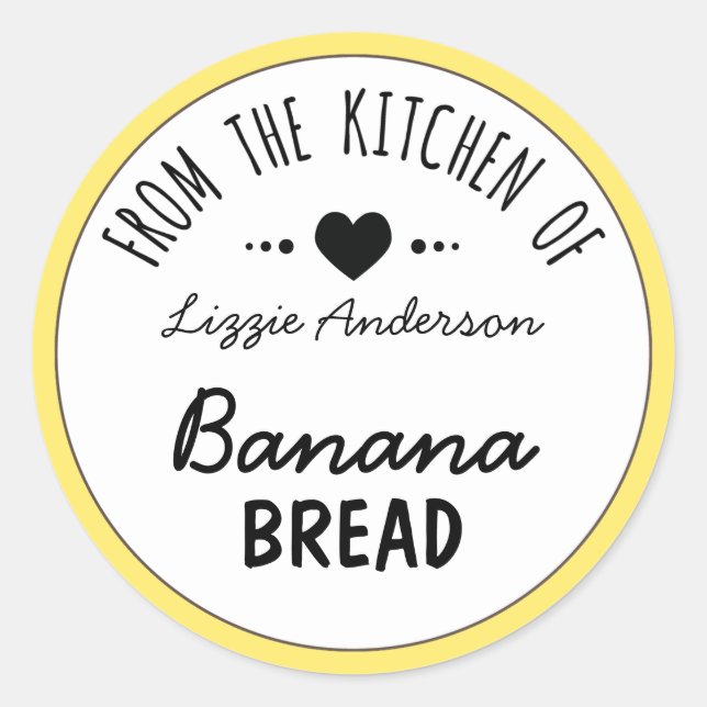 Modernes Gelb aus der Küche mit Etikett Runder Aufkleber (Vorderseite)