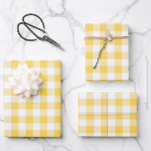 Modernes Gelb Kariert Geschenkpapier Set
