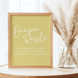 Modernes Gelb Oh Baby Simple Baby Diaper Raffle Poster