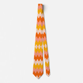 Modernes Gelb, Orange und Weiß Zig Zag Muster Krawatte