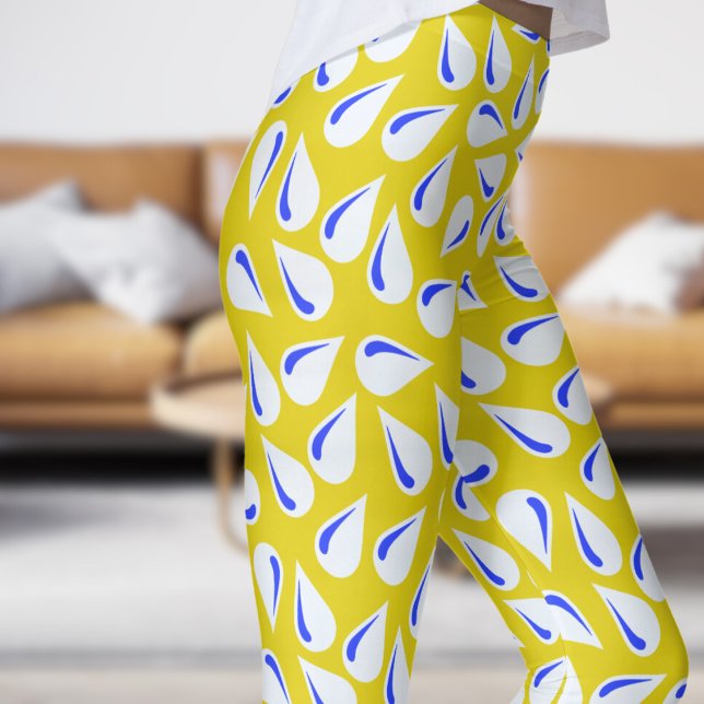 Modernes Gelb- und Blautönmuster Leggings (Modern Yellow and Blue Flick Pattern Leggings)