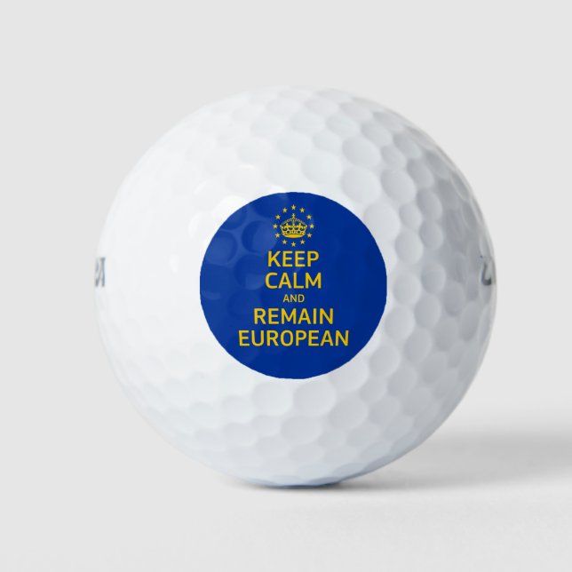 Modernes Gelbblau Behielt Ruhe Crown Europe Vector Golfball (Vorderseite)