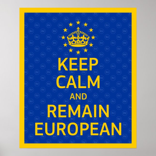 Modernes Gelbblau Behielt Ruhe Crown Europe Vector Poster (Vorne)