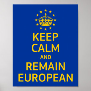 Modernes Gelbblau Behielt Ruhe Crown Europe Vector Poster