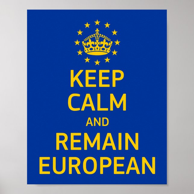 Modernes Gelbblau Behielt Ruhe Crown Europe Vector Poster (Vorne)
