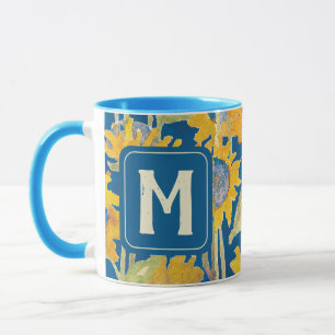 Modernes Gelbblütenmonogramm Tasse