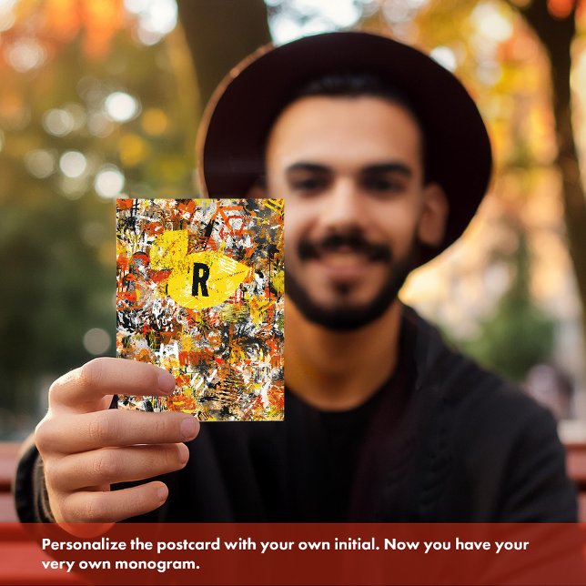 Modernes, gelbes, abstraktes Monogramm Postkarte (Von Creator hochgeladen)