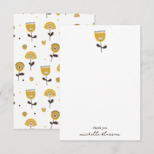 Modernes gelbes Blumenmuster aus dem Mittelalter Dankeskarte