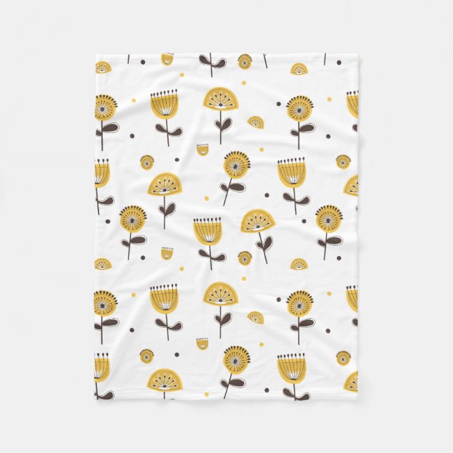 Modernes gelbes Blumenmuster aus dem Mittelalter Fleecedecke (Vorderseite)