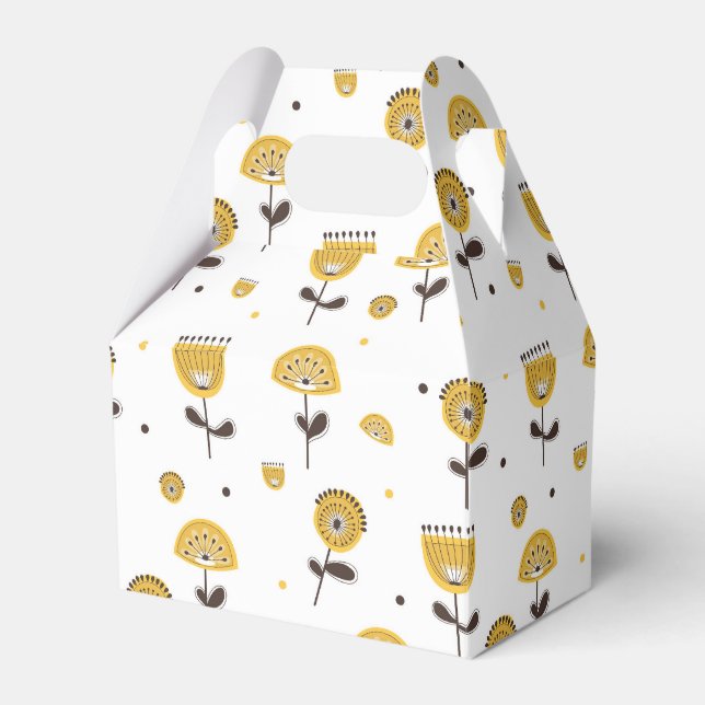 Modernes gelbes Blumenmuster aus dem Mittelalter Geschenkschachtel (Vorderseite)