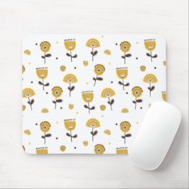 Modernes gelbes Blumenmuster aus dem Mittelalter Mousepad