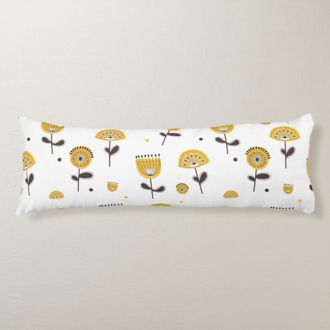 Modernes gelbes Blumenmuster aus dem Mittelalter Seitenschläferkissen (Vorderseite)