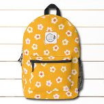 Modernes, gelbes, florales Add-Logo für Unternehme Bedruckter Rucksack<br><div class="desc">Das trendy Modern Yellow Floral Add Logo Corporate Backpack zeichnet sich durch ein trendiges,  modernes Blumenmuster in Weiß,  Rosa und Orange auf gelbem Hintergrund aus. Ideal für Firmengeschenke,  Schule,  Sport,  Gymnastik,  Reisen und vieles mehr. Designed by ©2024 Evco Studio www.zazzle.com/store/evcostudio</div>