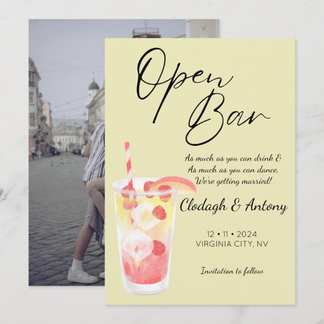 Modernes Gelbes Funny Foto Save The Date (Vorne/Hinten)