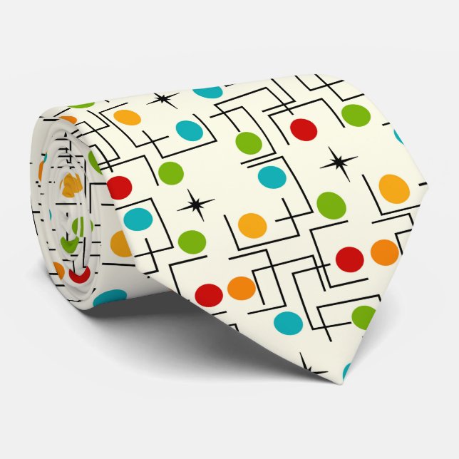 Modernes, gelbes Gittermuster des Mitteljahrhunder Krawatte (Gerollt)