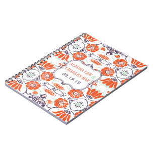 Modernes Gelbes Orange Aqua Mint Gästebuch Notizblock