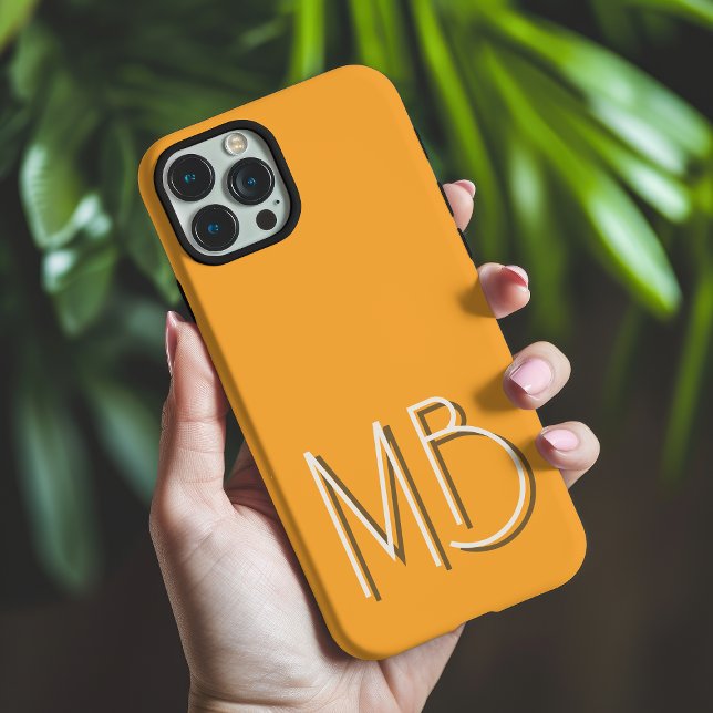 Modernes Gelbes Orangenmonogramm, zeitgemäß Case-Mate iPhone Hülle (Von Creator hochgeladen)