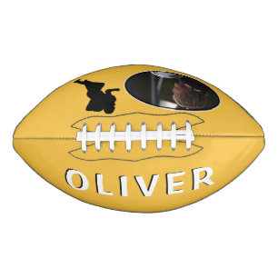 Modernes Gelbes Player-Silhouette und Name-Foto Football