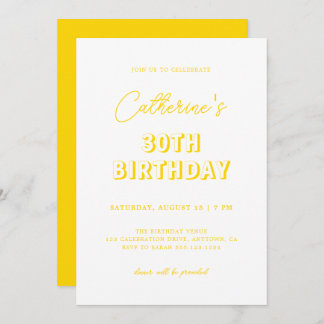 Modernes Gelbes Retro 30. Geburtstags-Party Einladung