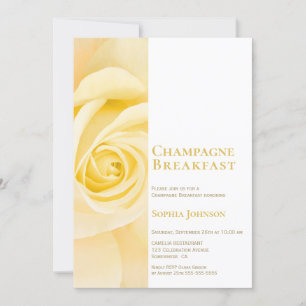 Modernes gelbes Rose Bridal Champagne Frühstück Einladung