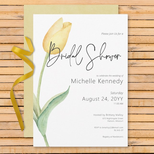 Modernes Gelbes Tulip Solo Brautparty Einladung (Modern Yellow Tulip Solo Bridal Shower Invitation)