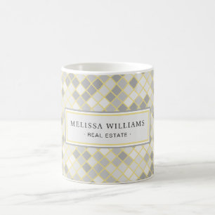 Modernes gelbes und graues geometrisches Geschäfts Kaffeetasse