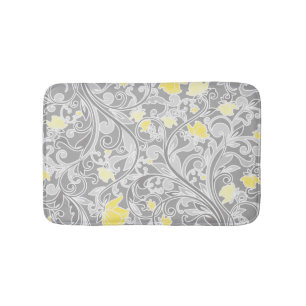 Modernes gelbes und graues Wirbles Blumen Badematte