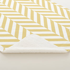 Modernes gelbes Zickzack Herringbone-Muster Sherpadecke