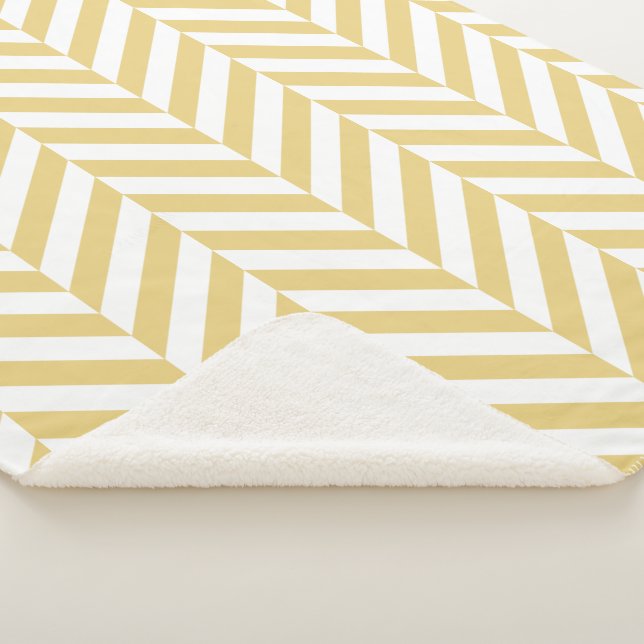Modernes gelbes Zickzack Herringbone-Muster Sherpadecke (3/4)