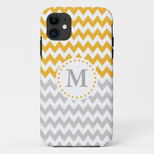 Modernes Gelbgrau Mit Monogramm Zickzack Case-Mate iPhone Hülle