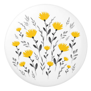 Modernes Gelbgraues Blumenmotiv Keramikknauf