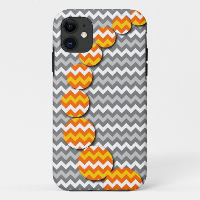 Modernes Gelbgraues Zickzack Zigzag-Muster Case-Mate iPhone Hülle (Rückseite)