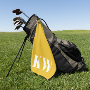 Modernes Gelbmonogramm Personalisiert Golfhandtuch