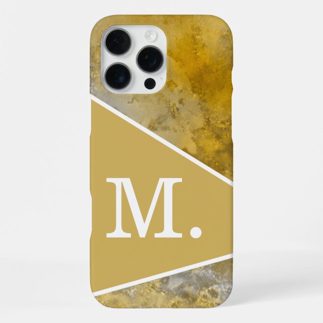 Modernes Gelbsenmonogramm iPhone Hülle (Rückseite)