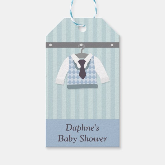 Modernes Gentleman Baby Boy Dusche Party Geschenkanhänger (Vorderseite)