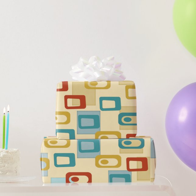 Modernes Geo-Pod-Muster Mitte des Jahrhunderts Geschenkpapier (Partygeschenke)