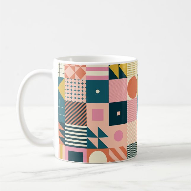 Modernes geometrisch abstraktes Musterdesign mit S Kaffeetasse (Links)
