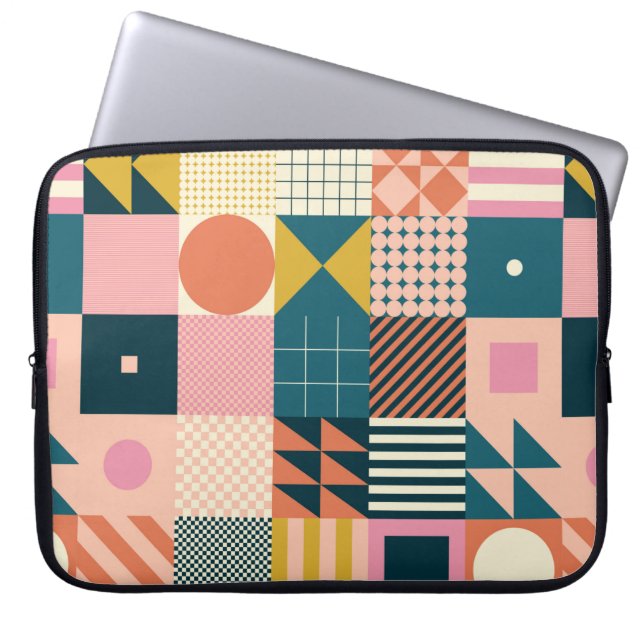 Modernes geometrisch abstraktes Musterdesign mit S Laptopschutzhülle (Vorderseite)