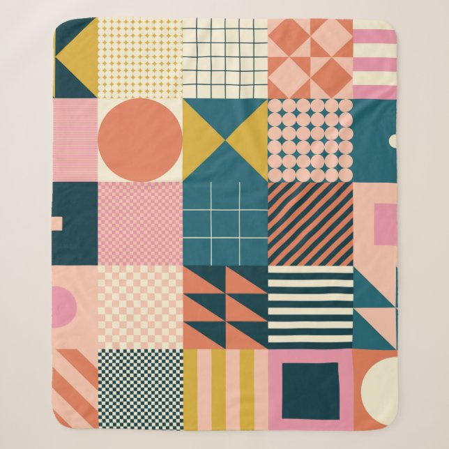 Modernes geometrisch abstraktes Musterdesign mit S Sherpadecke (Vorderseite)