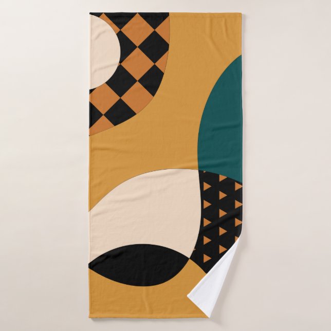 Modernes geometrisch abstraktes Patchwork-Muster,  Badehandtuch (Badehandtuch)