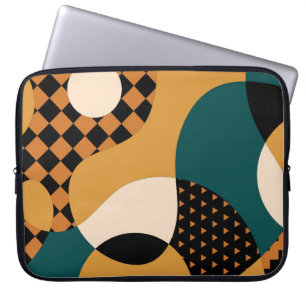 Modernes geometrisch abstraktes Patchwork-Muster,  Laptopschutzhülle