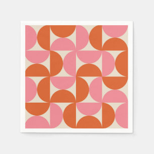 Modernes geometrisch-rosa-orangefarbenes Muster de Serviette