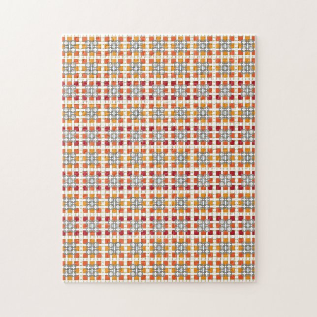 Modernes geometrisch rotes Muster der orangefarben Puzzle (Vertikal)