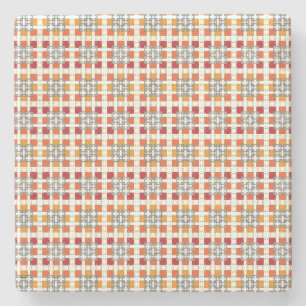 Modernes geometrisch rotes Muster der orangefarben Steinuntersetzer