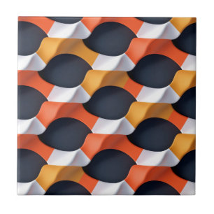Modernes geometrisches 3D-Wellenmuster in fettfarb Fliese